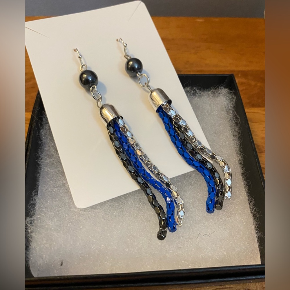 NEW Obsidian tassel earrings